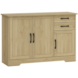 HOMCOM Aparador para Salón Moderno con 3 Puertas 2 Cajones Estante Ajustable para Comedor Entrada 120x38x79 cm Natural