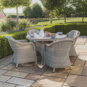 Maze - Oxford Heritage 4 Seat Round Rattan Dining Set - Ceramic Glass