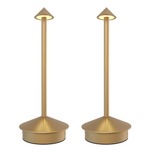 2x Lampe de Table Sans Fil – Or – IP20 – Rechargeable - Dimmable – CCT – 3600 mAh Batterie - Alba