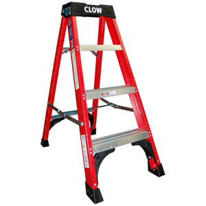 Clow AEPGFIS04 EN131 Professional Superglas® Insulated Glass Fibre 4 Tread Step Ladder Height 4ft : 1.23m - Weight 6.5kg
