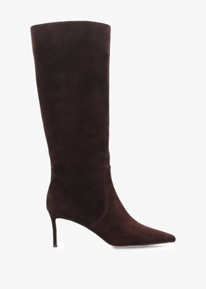 Saffia Brown Suede Slim Heel Knee Boots