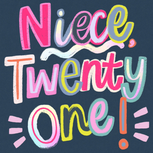 Moonpig Niece 21st Colourful Typography Birthday Card