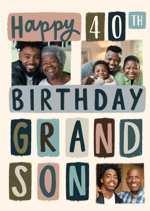 Happy 40th Birthday Grandson Photo Upload Card