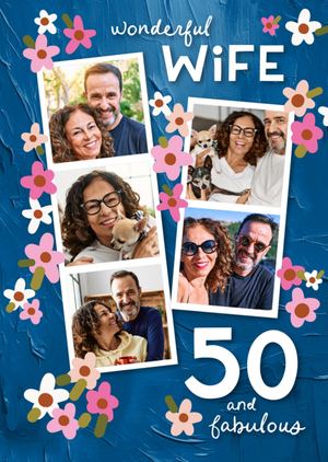 Wonderful Wife Photo Upload 50th Birthday Card