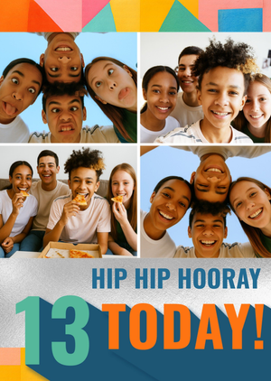 Hip Hip Hooray 13 Today Photo Upload Birthday Card