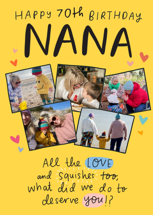 Happy 70th Birthday Nana Photo Upload Card