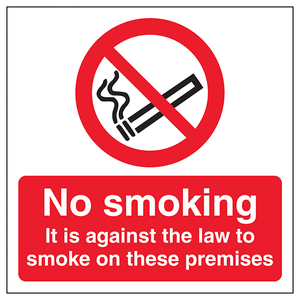 No Smoking On Premises 300 x 300 mm - 3mm Brushed Aluminium Com