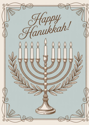Happy Hanukkah Vintage Illustrated Card