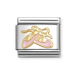 Classic Gold & Pink Enamel Dance Shoes Charm