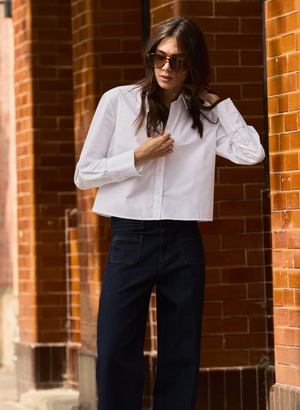Corey Organic Cotton Cropped Shirt - UK 16 | EU 42 | US 12 / Pure White