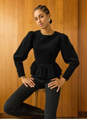 Adela Peplum Top - UK 14 | EU 42 | US 10 / Caviar Black