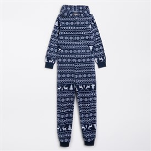 Fluid Kids Christmas Microfleece Jacquard Onesie Multi Navy