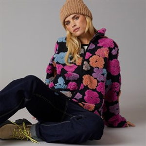 Brave Soul Womens Star Full Zip Fleece Black/Multi