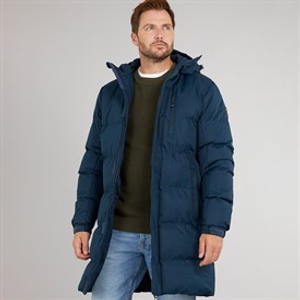 Trespass Mens Belvoir Waterproof Padded Long Jacket Navy