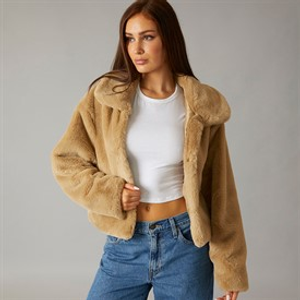 L'amore Couture Womens Atlanta Fur Coat Tan