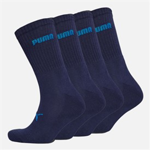 Puma Logo Four Pack Crew Socks Navy