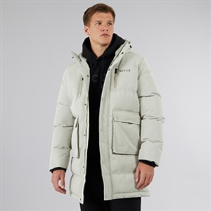 NICCE Mens Vespucci Long Zip Through Hooded Padded Parka Grey Stone