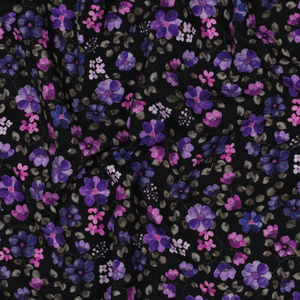 Tissu jersey Anna - Fleurs violettes sur fond navy