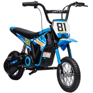 AIYAPLAY Moto Eléctrica para Niños 24V con Motor 250W Velocidad de 6-16km/h Ruedas de 12'' para Niños de 8-12 Años Azul