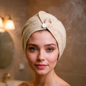 NICOLE DAY FLEECE KHAKI Hair Turban