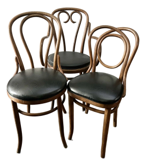 Set of 3 Vintage Bentwood Bistro Chairs in Black