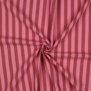 Tissu popeline de coton - Rayures larges - Bordeaux et rouge