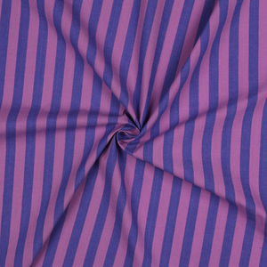 Tissu popeline de coton - Rayures larges - Figue et violet