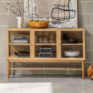 Aarhus Natural Oak and Glass Sideboard
