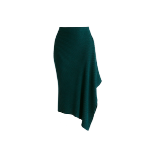 Draped Knitted Skirt In Dark Green (XL)