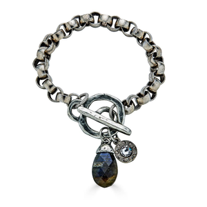 Labradorite & Crystal Charm Bracelet (7.5")