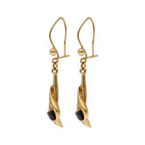 Pre-Owned 9ct Yellow Gold Sapphire Set Wave Drop Earrings