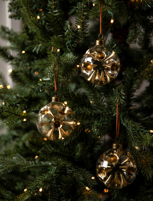 Cinder Christmas Bauble - Glass, Gold, Set of 3