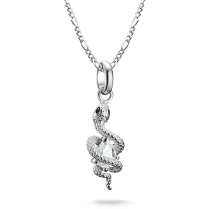 Connect Silver Zirconia Snake Charm Necklace