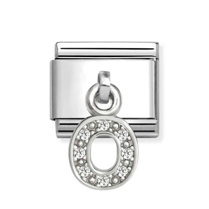 Classic Silver Letter O Zirconia Pendant Charm