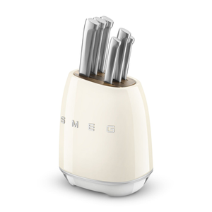 Smeg KBSF02CR 50's Style Knife Block with 6 knives - Cream