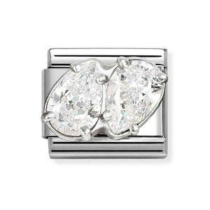 Classic Silver & Zirconia Double Drop Charm