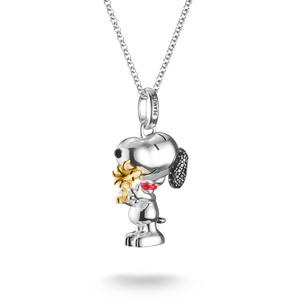 Connect Silver Peanuts Snoopy & Woodstock Necklace