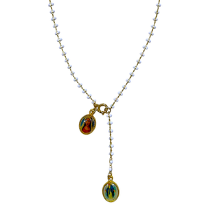 White Enamel Madonna Prayer Strand Necklace (15")