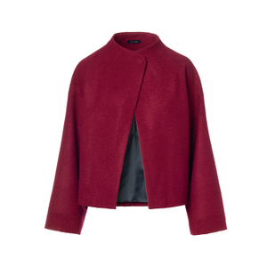 Wool Jacket – Single-Breasted Short Blazer In Burgundy (XXL)