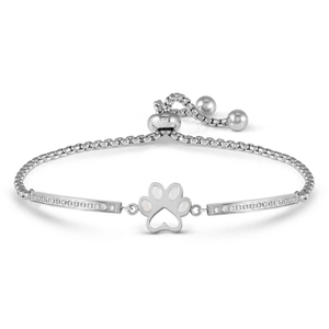Milleluci Stainless Steel & Zirconia Dog Footprint Bracelet