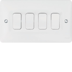 Hager WMPS42 Sollysta White Moulded 4 Gang 2 Way Plateswitch 10Ax
