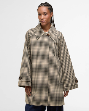 Barbour Kennedy Check Womens Showerproof Jacket - Sage Houndstooth/Mist