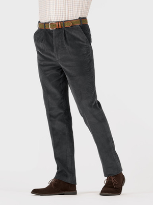 Charcoal Pleated County Corduroy Pants