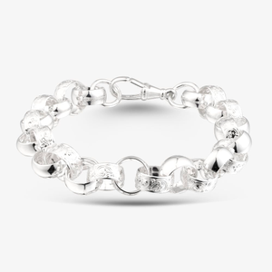 Silver Patterned Belcher Chain Bracelet S1072-09
