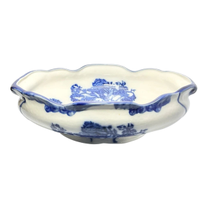 19th Century Antique Staffordshire Ironstone Flow Blue Large Basin Decorative Bowl