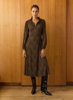 Hannah Printed Jersey Midi Dress - UK 12 | EU 38 | US 08 / Chestnut Leopard