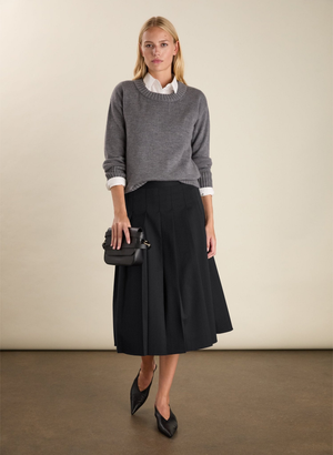 Pam Wool Blend Pleated Midi Skirt - UK 12 | EU 38 | US 08 / Caviar Black