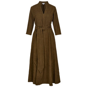 Chelsea Corduroy Midi Dress In Olive (XL)