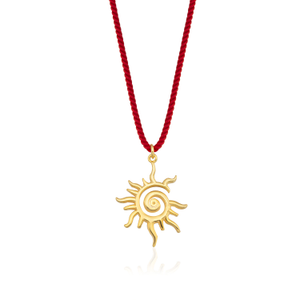 Gold Sun Pendant Cord Necklace