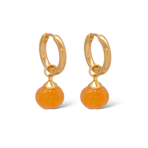 Pumpkin Orange Aventurine Earrings 18K Gold